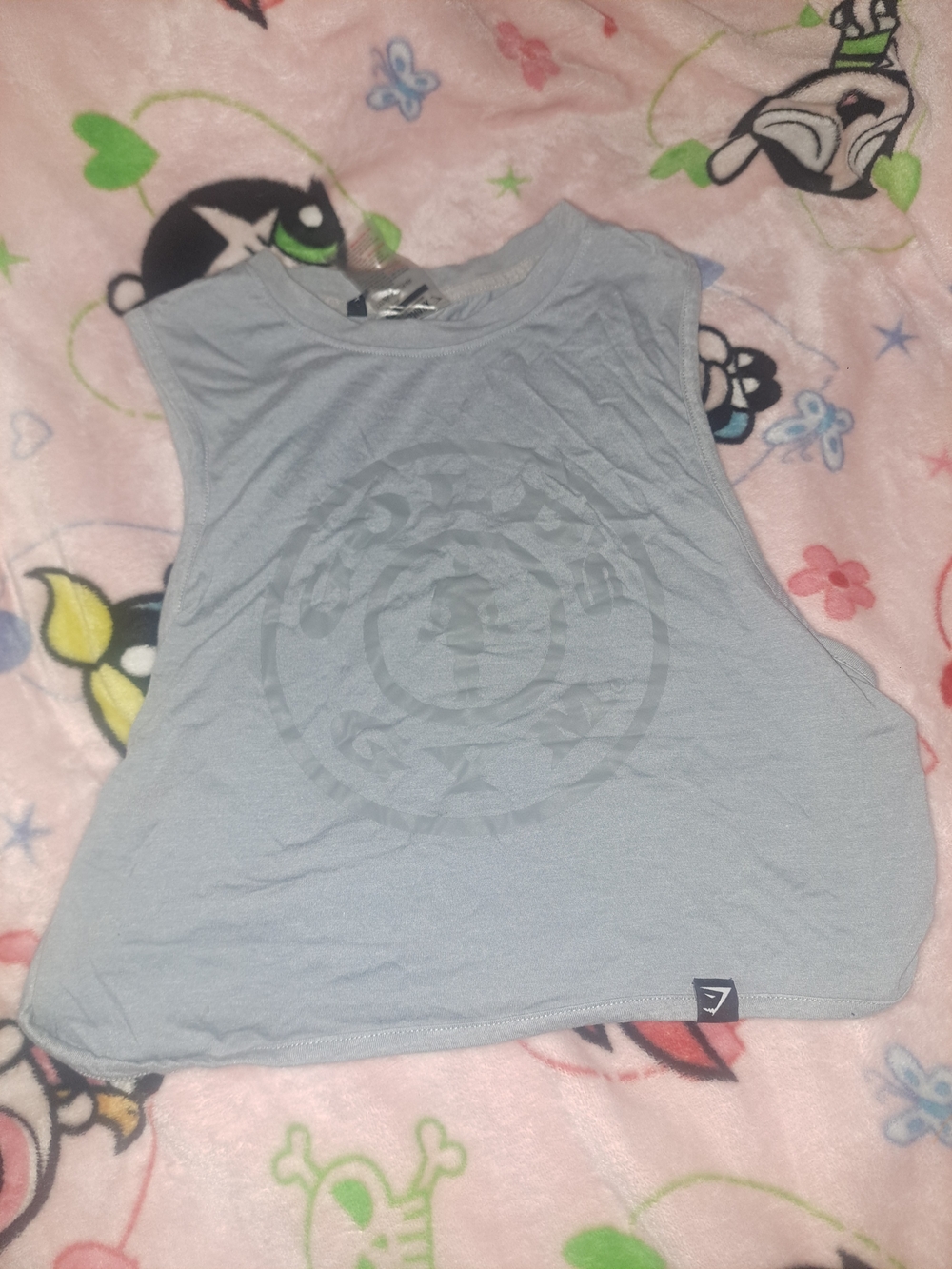 Gymshark Light Gray Cropped Muscle Tank (Gold's gym collab)
